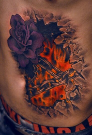 břicho barevné země plamen růže tetování obrázek