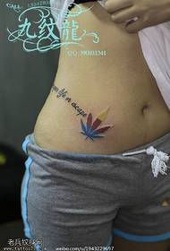 Colored maple leaf english tattoo pattern