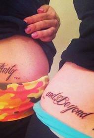 a couple of English tattoos on the belly