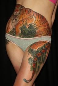 modello di tatuaggio di tigre luminosa pancia ragazze