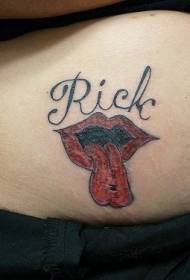 женски абдомен црвена црвена усна шема на тетоважи