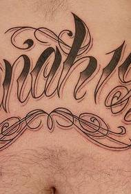 Motif de tatouage floral lettres anglaises abdominales