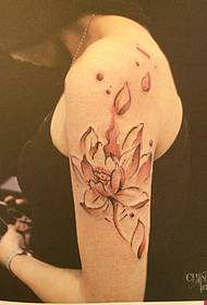 a woman's arm color lotus tattoo pattern