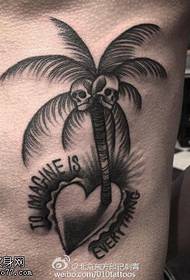 у формі серця череп кокосове дерево татуювання візерунок