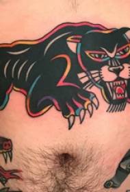 Bauch Tätowierung Jungen Bauch farbigen Leoparden Tattoo Bild