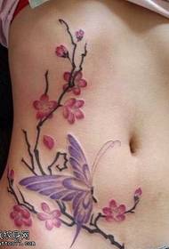 modello di tatuaggio addome bella bellezza fiore farfalla