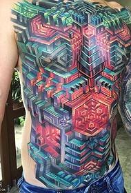 Patrón de tatuaje de laberinto pintado de vientre lleno