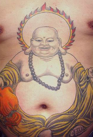 Luova Maitreyan tatuointi vatsassa
