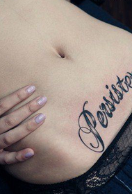 woman sexy belly letter tattoo work