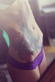 sexy skoonheid buik Phoenix skedel tatoeëring