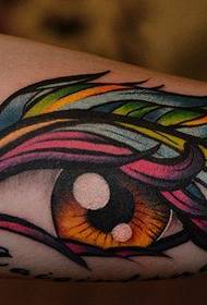 a European and American colored feather eye tattoo pattern