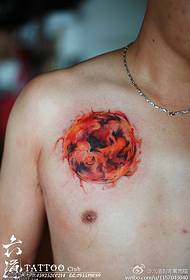 abstrakt stil oljemålning sol tatuering mönster
