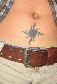 Patrón de tatuaje de tótem de sol negro abdomen