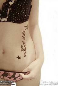 bellezza laterale fiore belly English modello di tatuatu di stella in cinque punti