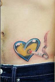 слика личног мушког трбуха прелепа мода пушење узорак срца тетоважа
