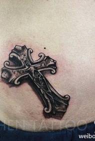 腹部立体浮雕十字架纹身图案
