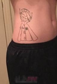 modello del tatuaggio del ragazzo del fumetto creativo linea nera della pancia