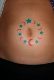 modellu di tatuaggi di l'abdomen cù culori di luna