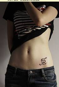 modna djevojka trbuh lijepa totem note tattoo slika