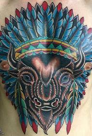 modello di tatuaggio di mucca indiana addome