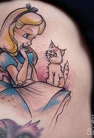 vatsa söpö pieni tyttö kissa tatuointi malli