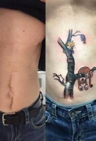 tatuering som täcker pojkar magen målade tecknade tatueringsbilder