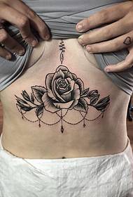коремче черно сива роза висящ секси модел татуировка