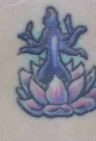 modello di tatuaggio di loto di colore addominale e piccolo uomo