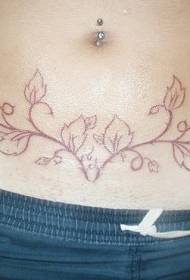 Patrón de tatuaxe de planta abdominal marrón