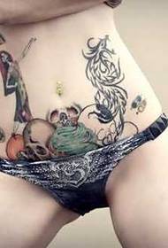 padrão de tatuagem de caveira de estilo cômico de barriga