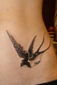 flickor mage svart skiss kreativ fågel tatuering bild