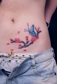 belleza vientre color cerezo mariposa tatuaje patrón