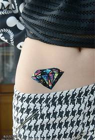 女性の腹部色星空ダイヤモンドタトゥーパターン
