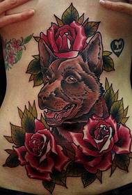 abdomen Tha tatù cù Rose ag obair