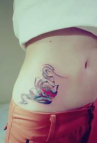 woman belly temptation good-looking lotus tattoo pattern picture