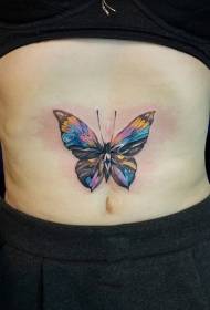 abdomen aquarelle papillon danse personnalité tatouage motif