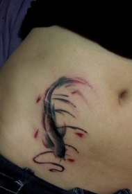 modello del tatuaggio del calamaro della pittura a inchiostro dell'addome di bellezza