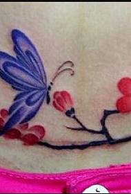 piękno brzuch śliwkowy motyl tatuaż wzór obrazu
