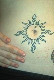 belly hanging sun totem tattoo pattern