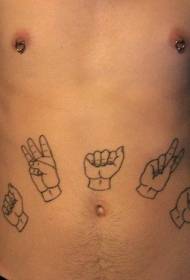腹部簡單的不同數字顯示手紋身