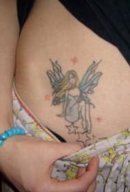 girl belly beautiful fairy and star tattoo pattern