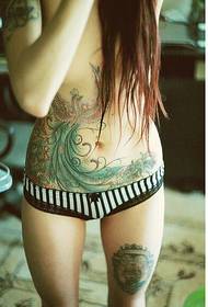 sexy Mädchen Bauch und Taille Phoenix Tattoo