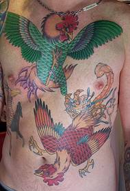 male chest cockfighter tattoo pattern
