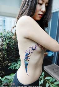 exquisit patró de tatuatge de ploma de ploma bonica