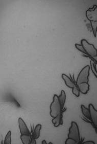 Bauch schwarz grau Schmetterling Tattoo Muster