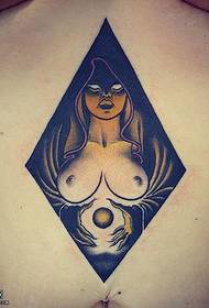 patrón de tatuaje de muerte Mimi grande abdominal