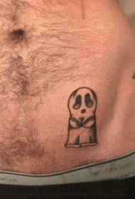 骷髏紋身男腹部黑色灰色紋身骷髏紋身圖片