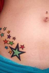 Abdomen Color Pentagram Tattoo Pattern