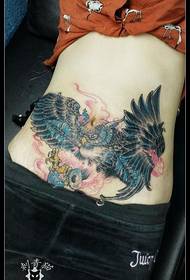 addome color aquila tattoo pattern