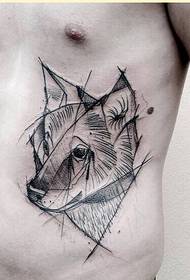फैशन पुरुष उदर रेखा भेड़िया सिर टैटू चित्र चित्र
